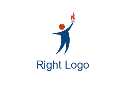 abstract person holding Olympic flame logo