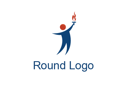 abstract person holding Olympic flame logo