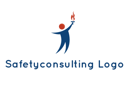 abstract person holding Olympic flame logo