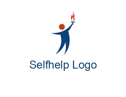 abstract person holding Olympic flame logo