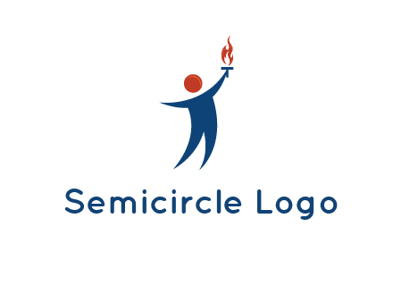 abstract person holding Olympic flame logo