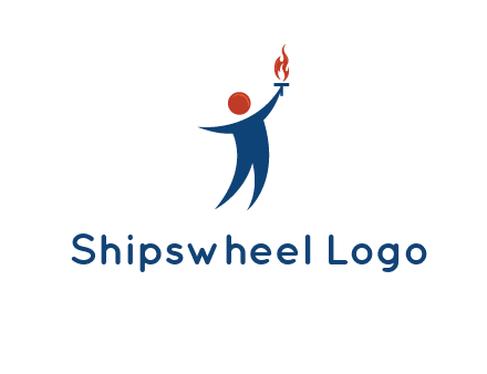 abstract person holding Olympic flame logo