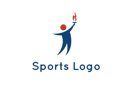 abstract person holding Olympic flame logo