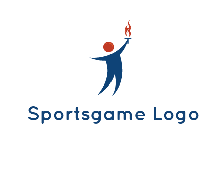 abstract person holding Olympic flame logo