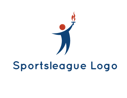 abstract person holding Olympic flame logo
