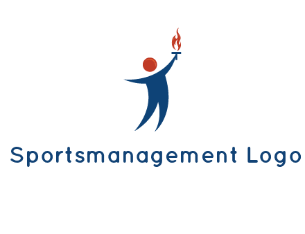 abstract person holding Olympic flame logo