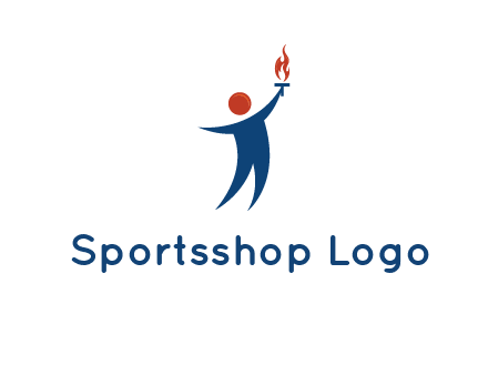 abstract person holding Olympic flame logo