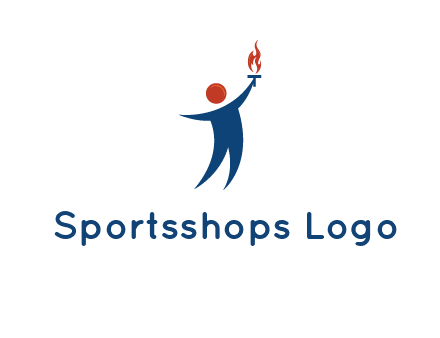 abstract person holding Olympic flame logo