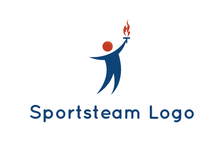 abstract person holding Olympic flame logo