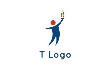 abstract person holding Olympic flame logo