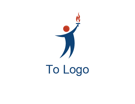 abstract person holding Olympic flame logo
