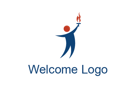 abstract person holding Olympic flame logo