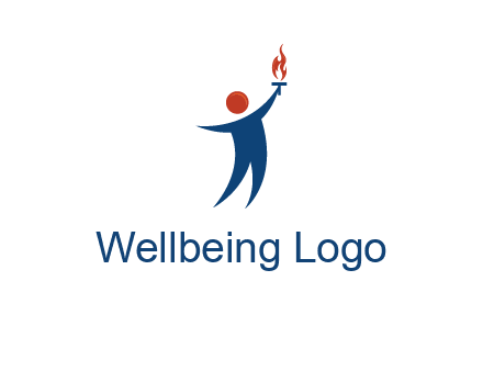abstract person holding Olympic flame logo