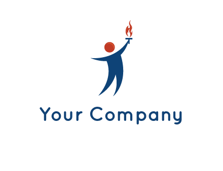 abstract person holding Olympic flame logo