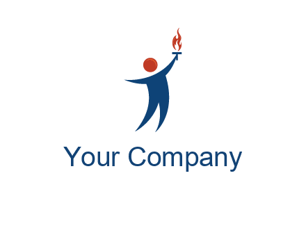abstract person holding Olympic flame logo