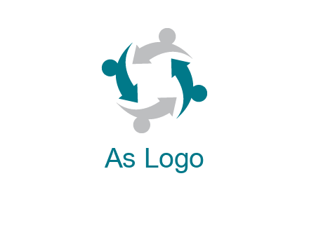abstract persons merge with arrows icon