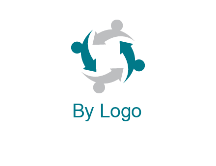 abstract persons merge with arrows icon