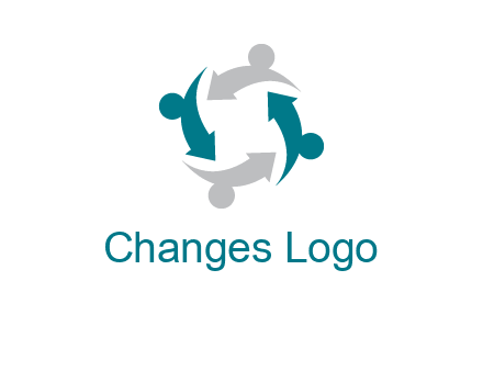 abstract persons merge with arrows icon
