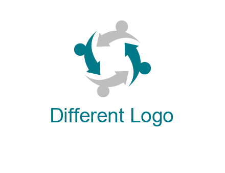 abstract persons merge with arrows icon