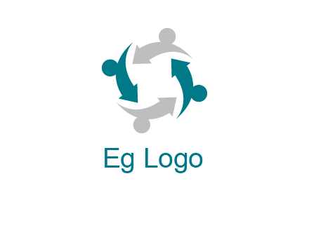 abstract persons merge with arrows icon