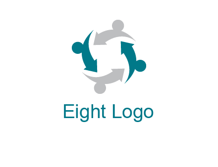 abstract persons merge with arrows icon