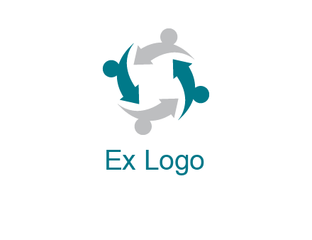 abstract persons merge with arrows icon
