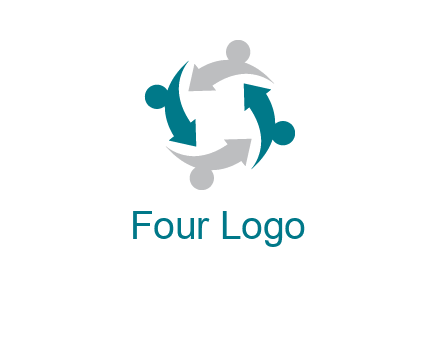 abstract persons merge with arrows icon