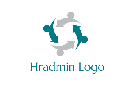 abstract persons merge with arrows icon