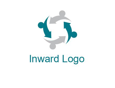 abstract persons merge with arrows icon