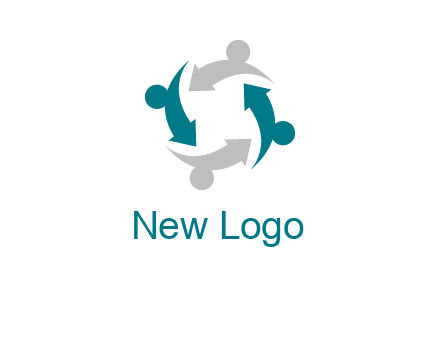abstract persons merge with arrows icon