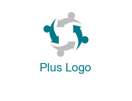 abstract persons merge with arrows icon
