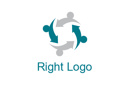 abstract persons merge with arrows icon