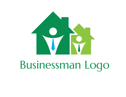 abstract persons in homes with tie logo