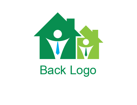 abstract persons in homes with tie logo