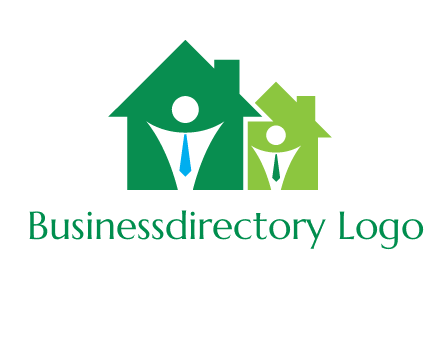 abstract persons in homes with tie logo