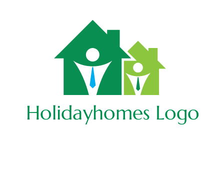 abstract persons in homes with tie logo