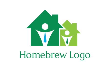 abstract persons in homes with tie logo