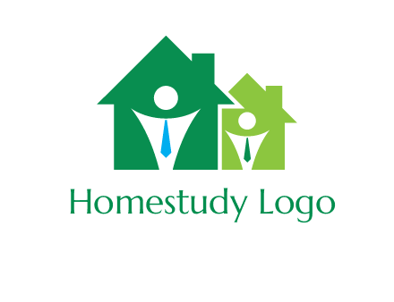 abstract persons in homes with tie logo