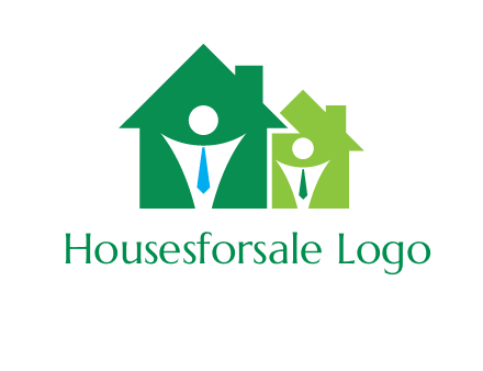 abstract persons in homes with tie logo