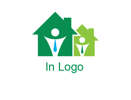 abstract persons in homes with tie logo