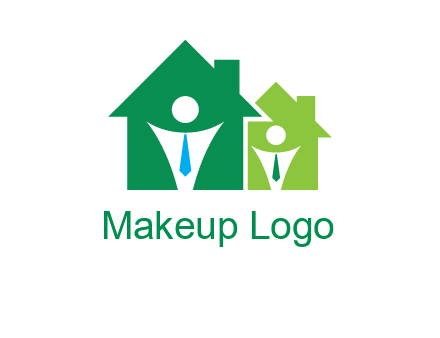 abstract persons in homes with tie logo