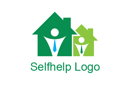 abstract persons in homes with tie logo