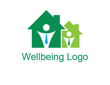 abstract persons in homes with tie logo