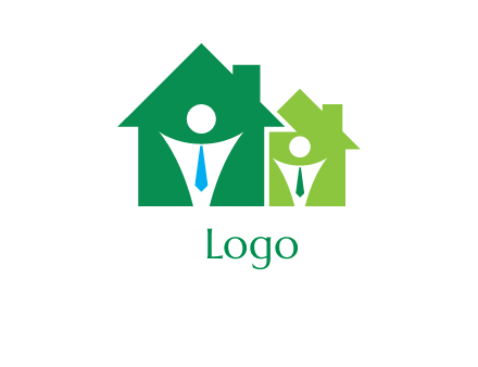 abstract persons in homes with tie logo