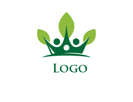 abstract people create crown with leaves logo