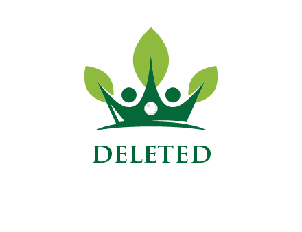 abstract people create crown with leaves logo
