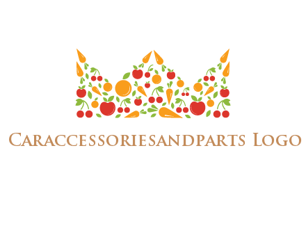 vegetables and fruits forming abstract crown logo