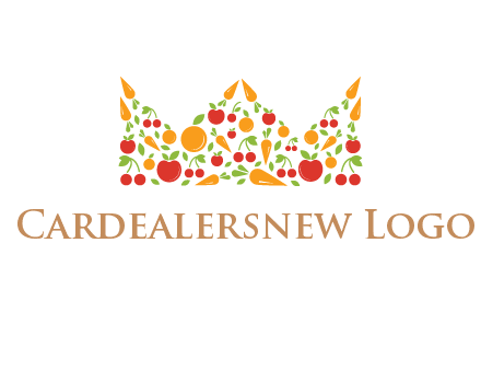 vegetables and fruits forming abstract crown logo