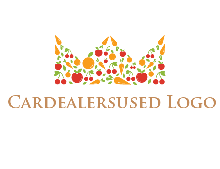 vegetables and fruits forming abstract crown logo