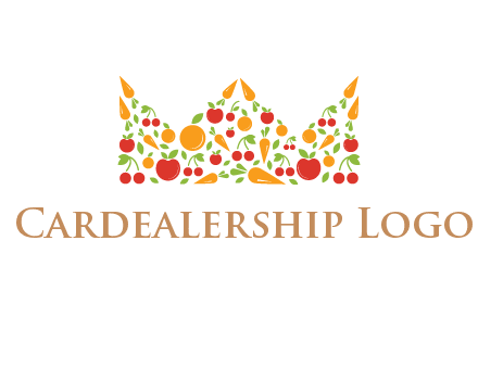 vegetables and fruits forming abstract crown logo